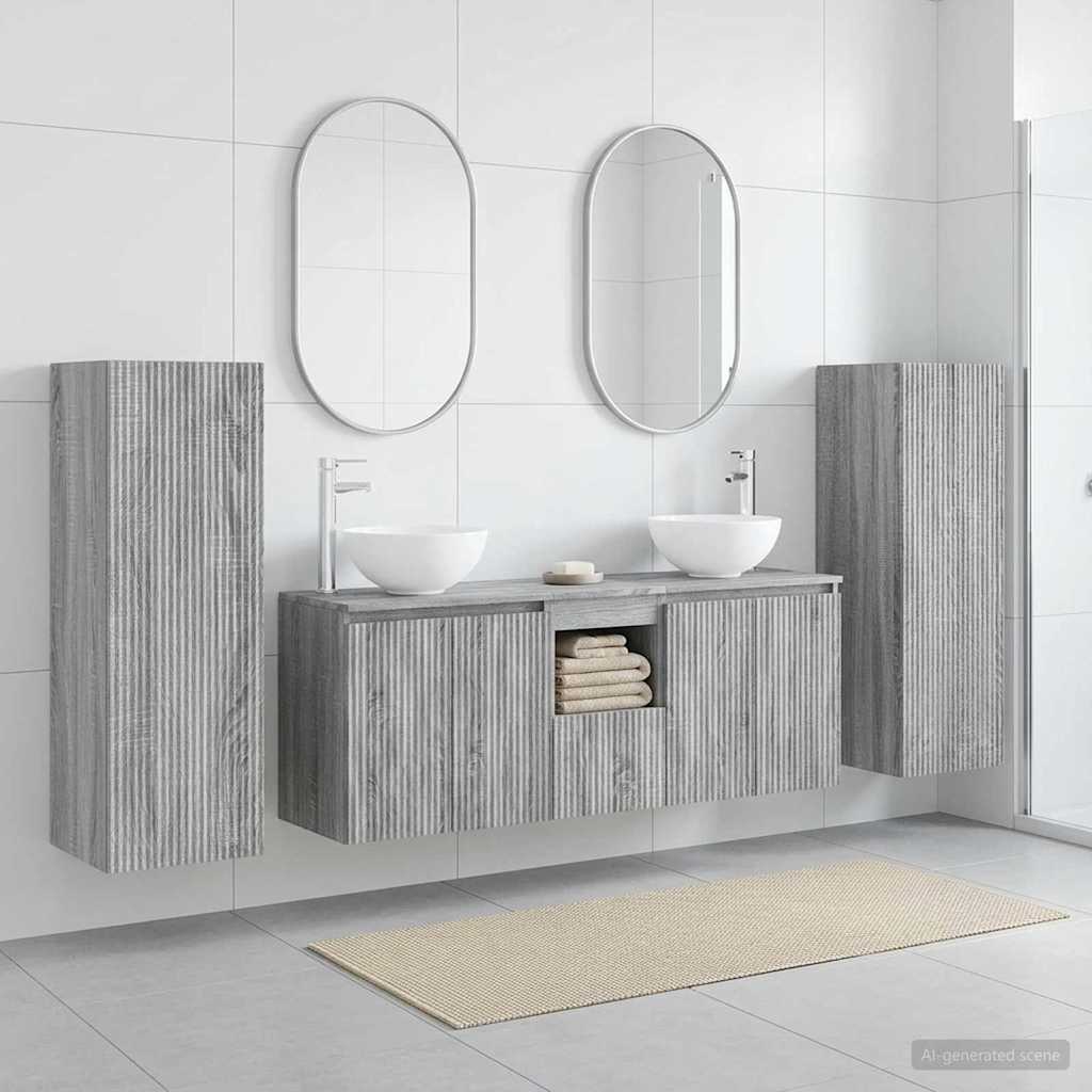 Badezimmermöbel-Set 5 stk. Grau Sonoma 33 x 34,5 x 100 cm