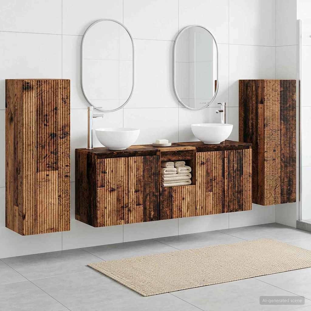 Badezimmermöbel-Set 5 stk. Altholz 33 x 34,5 x 100 cm
