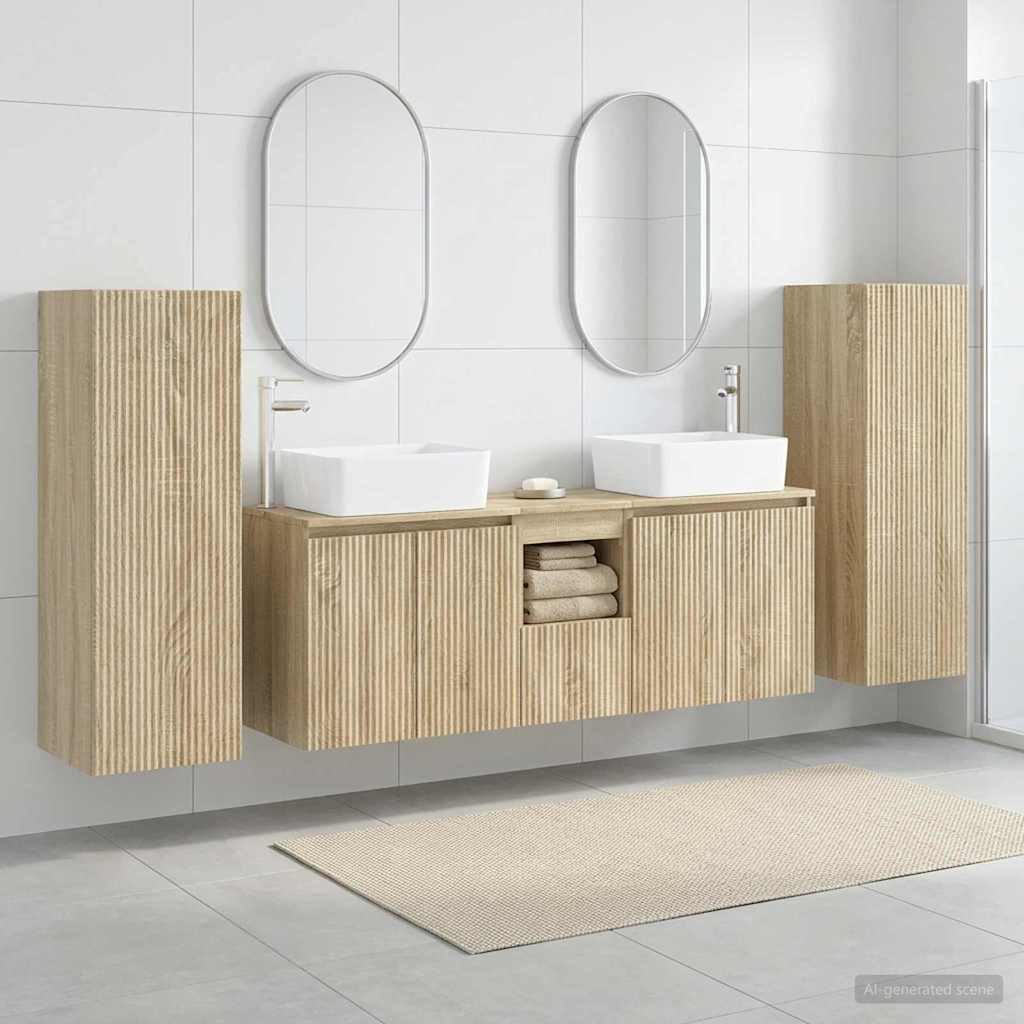 Badezimmermöbel-Set 5 stk. Sonoma-Eiche 33 x 34,5 x 100 cm