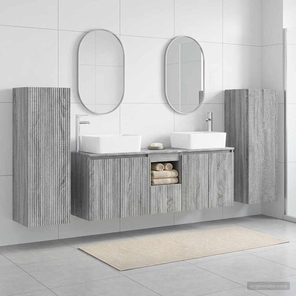 Badezimmermöbel-Set 5 stk. Grau Sonoma 33 x 34,5 x 100 cm