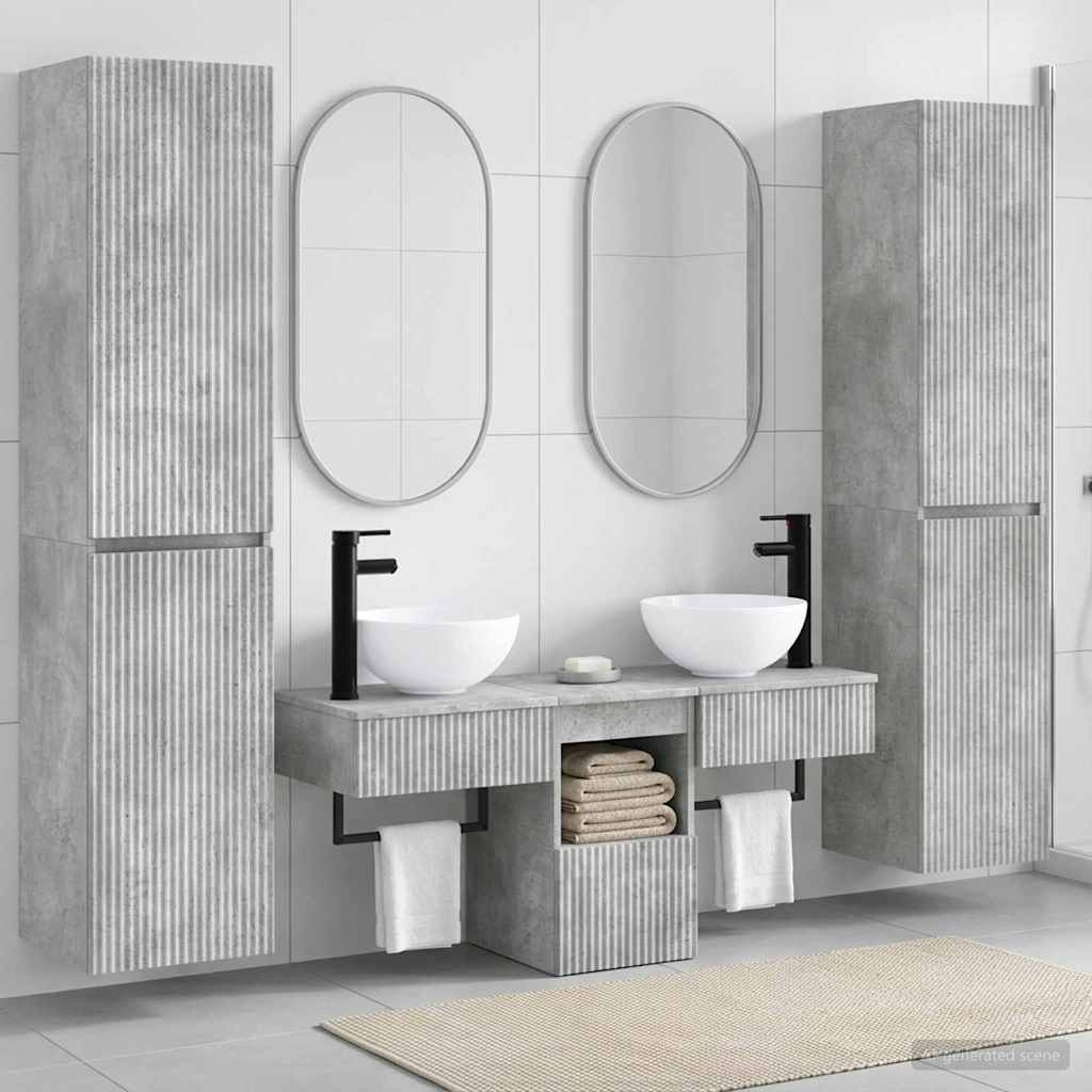 Badezimmermöbel-Set 5 stk. Betongrau 33 x 34,5 x 160 cm