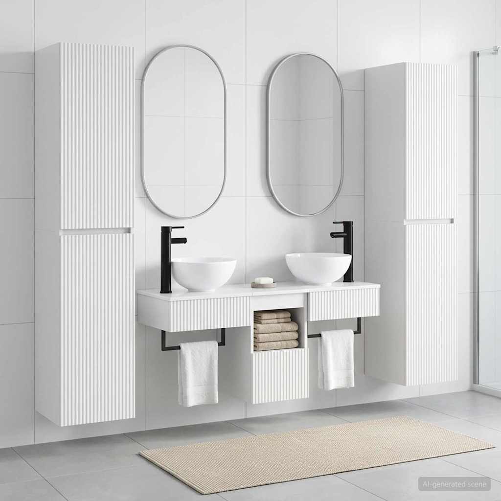 Badezimmermöbel-Set 5 stk. Hochglanz Weiß 33 x 34,5 x 160 cm