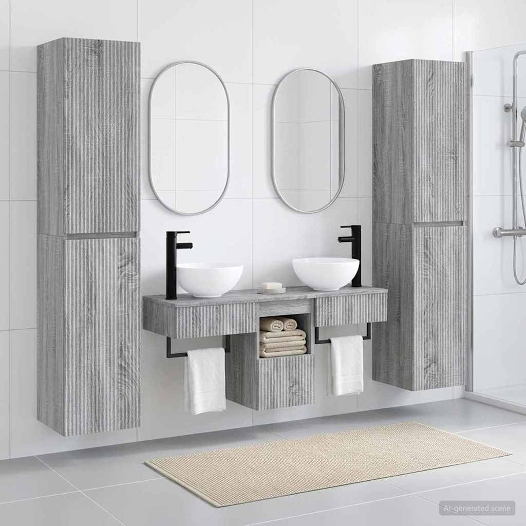 Badezimmermöbel-Set 5 stk. Grau Sonoma 33 x 34,5 x 160 cm