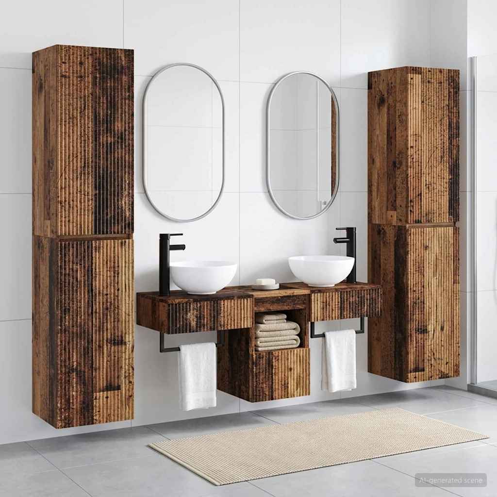 Badezimmermöbel-Set 5 stk. Altholz 33 x 34,5 x 160 cm