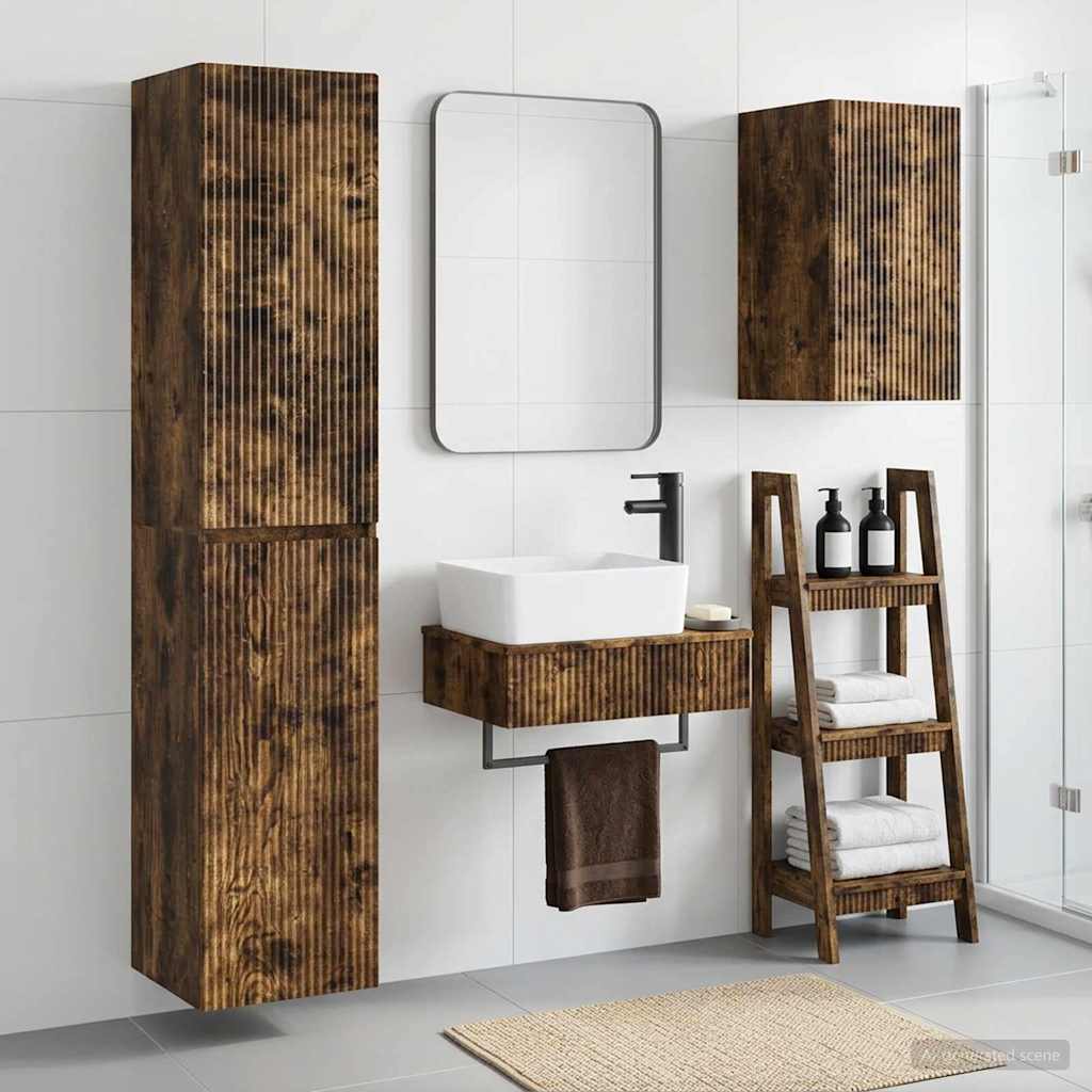 Badezimmermöbel-Set 3 stk. Geräucherte Eiche 33 x 34,5 x 160 cm