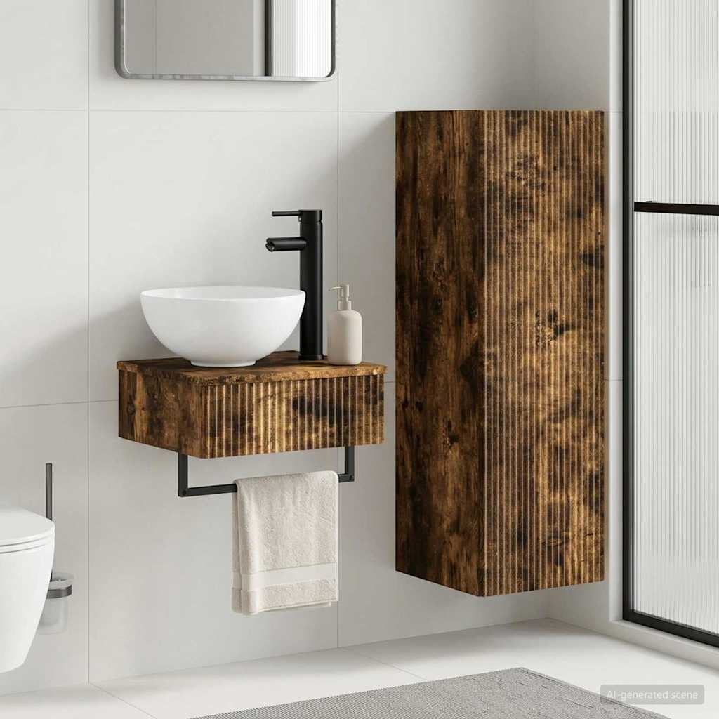Badezimmermöbel-Set 2 stk. Geräucherte Eiche 33 x 34,5 x 100 cm