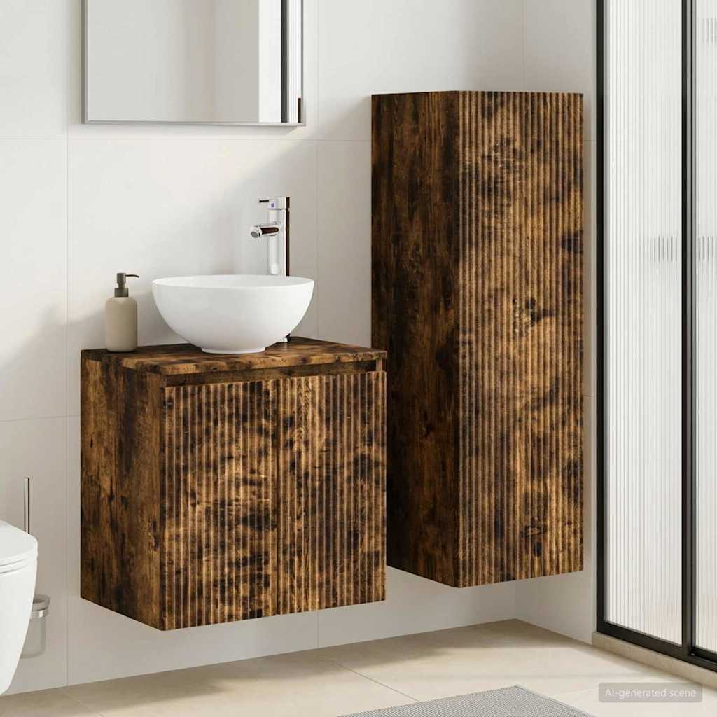 Badezimmermöbel-Set 2 stk. Geräucherte Eiche 33 x 34,5 x 100 cm