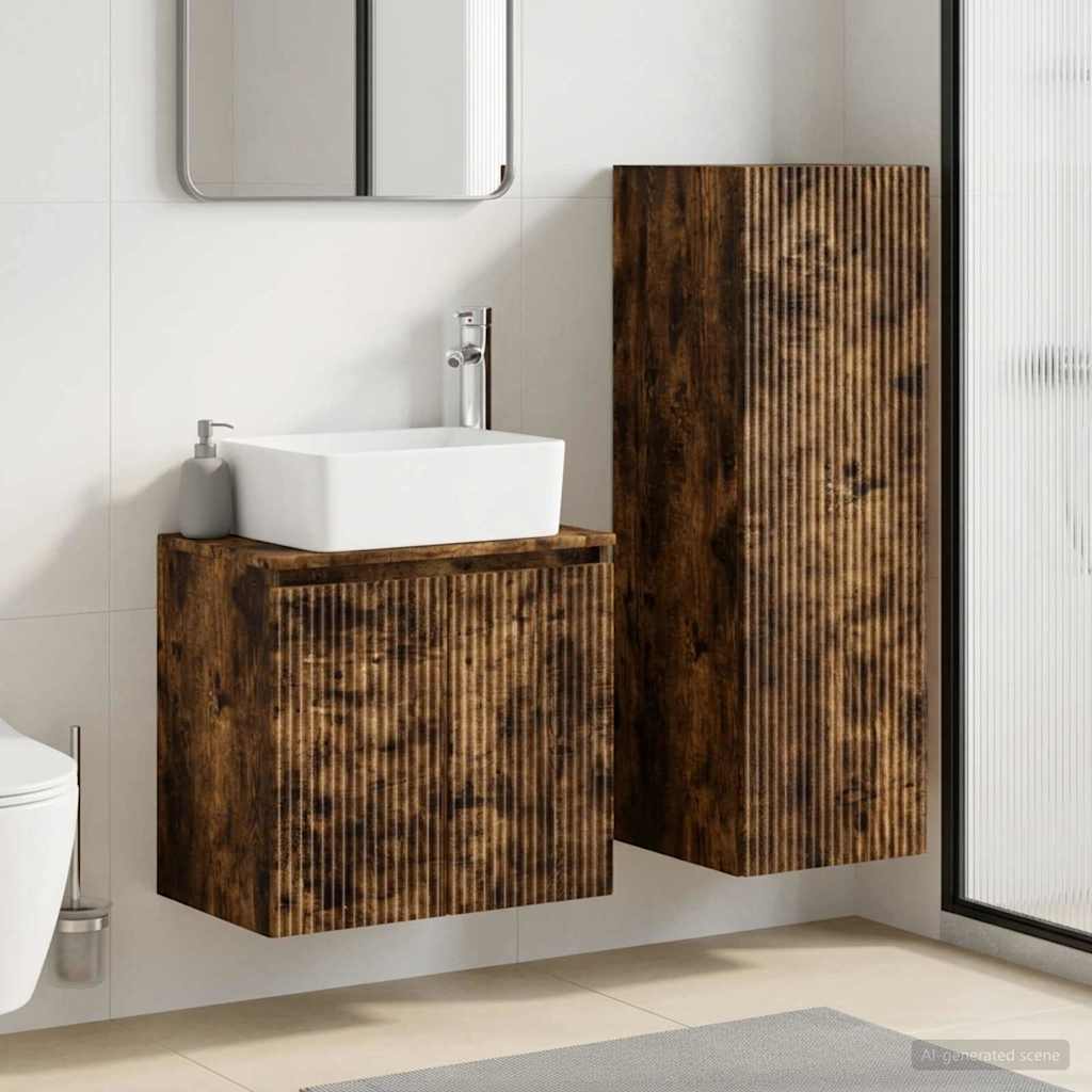 Badezimmermöbel-Set 2 stk. Geräucherte Eiche 33 x 34,5 x 100 cm