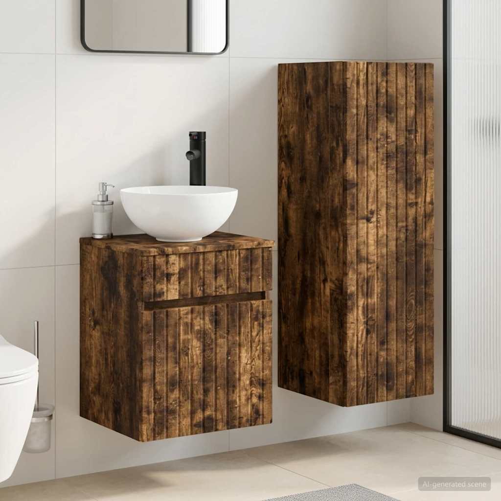 Badezimmermöbel-Set 2 stk. Geräucherte Eiche 33 x 34,5 x 100 cm