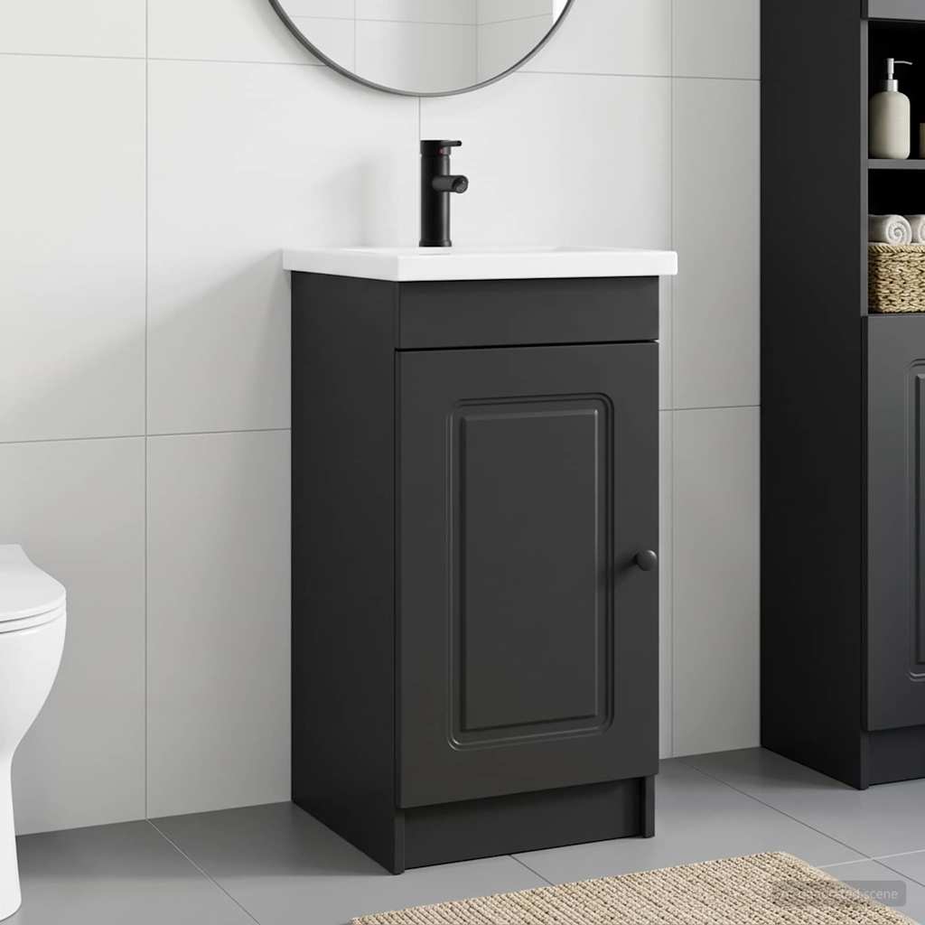 Badezimmerschrank mit Waschbecken Schwarz 42 x 40 x 84,5 cm