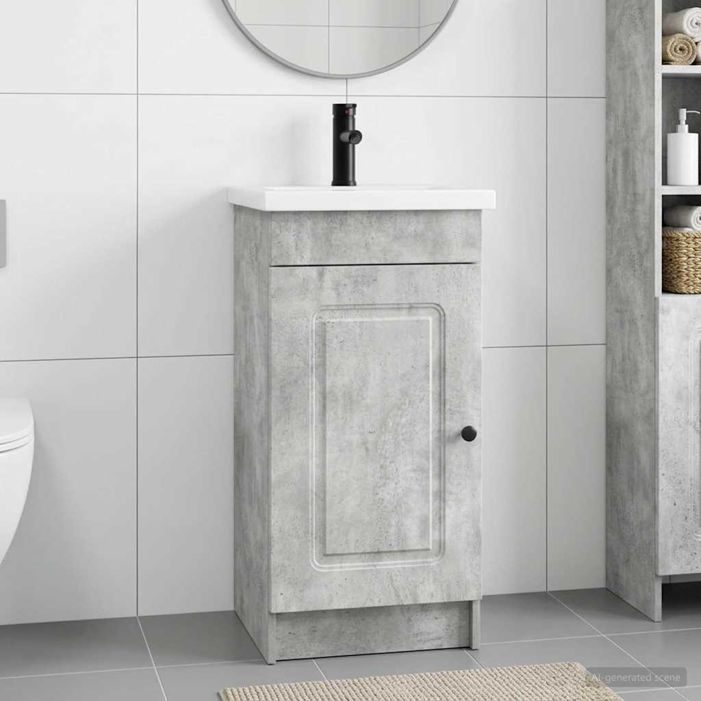 Badezimmerschrank mit Waschbecken Betongrau 42 x 40 x 84,5 cm