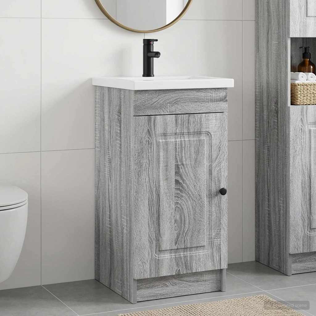 Badezimmerschrank mit Waschbecken Sonoma-Grau 42 x 40 x 84,5 cm