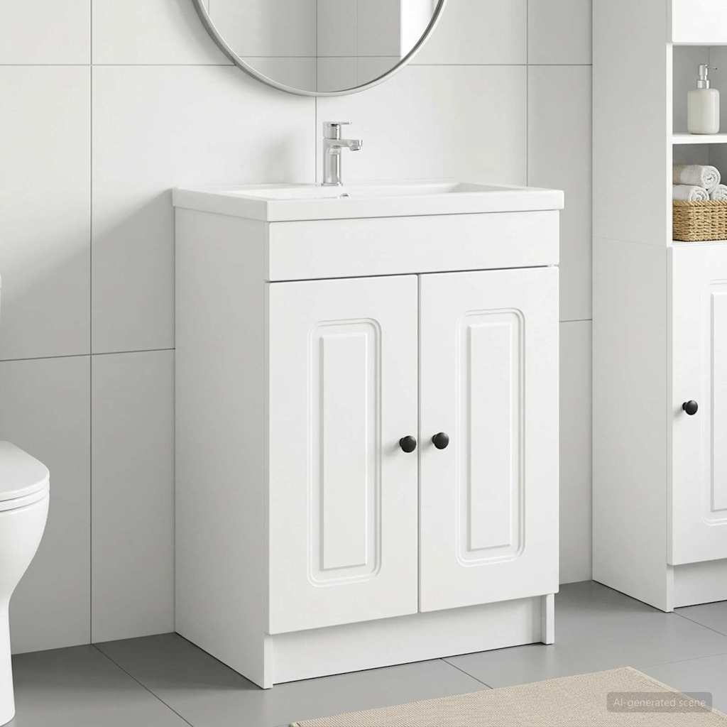 Unter dem Waschbecken Badschrank Weiß 56 x 37,5 x 81 cm