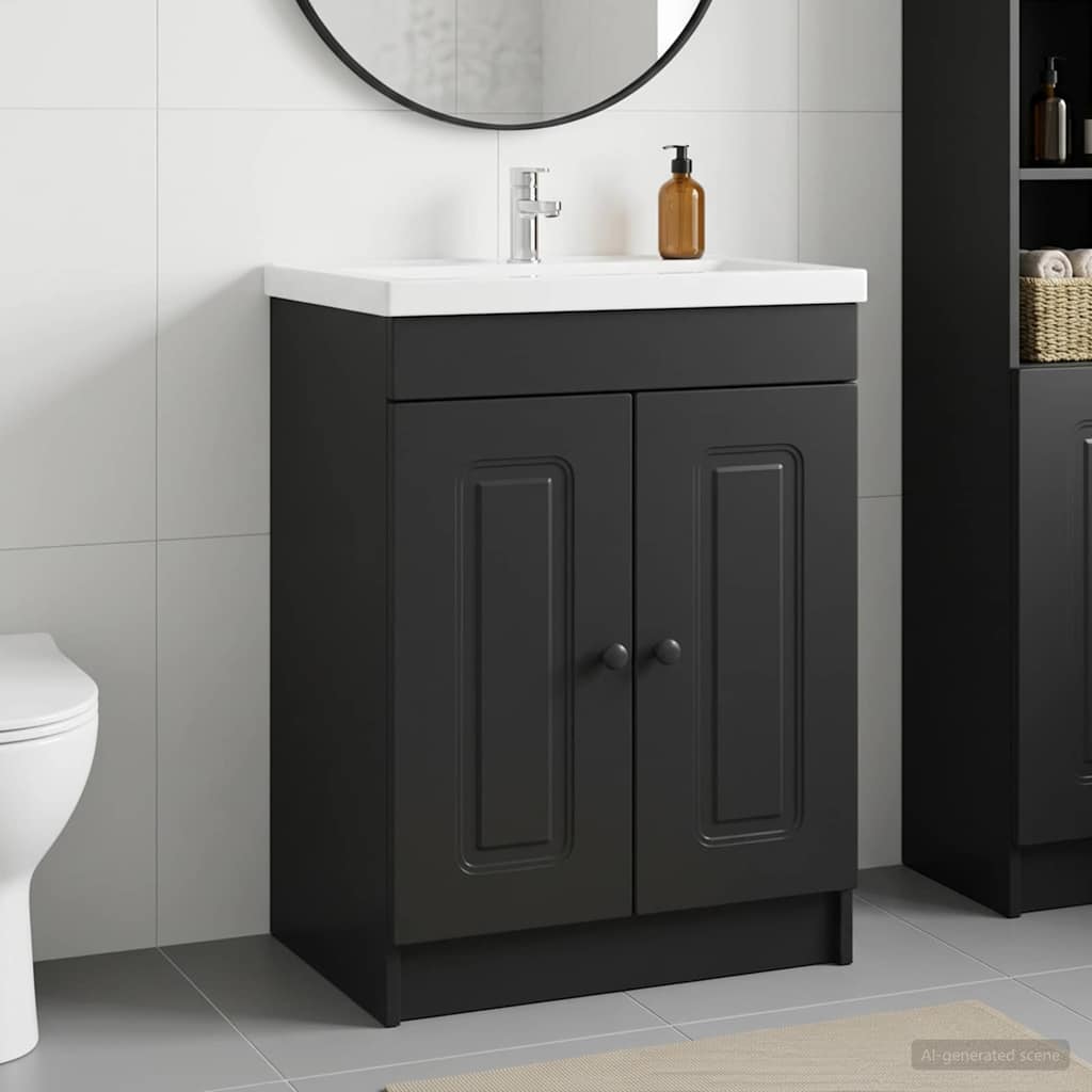 Unter dem Waschbecken Badschrank Schwarz 56 x 37,5 x 81 cm