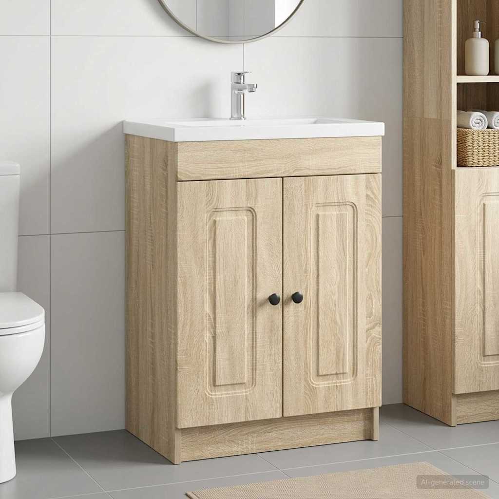 Unter dem Waschbecken Badschrank Sonoma-Eiche 56 x 37,5 x 81 cm