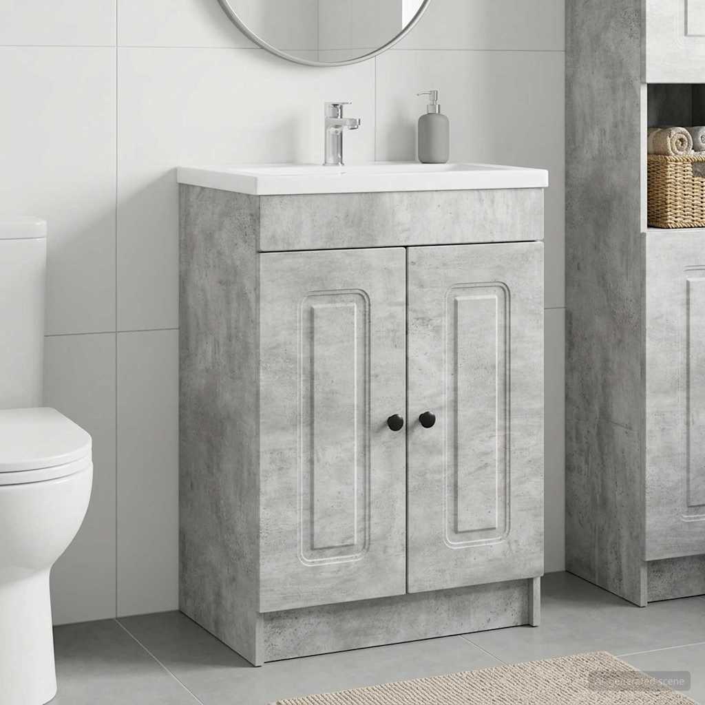 Unter dem Waschbecken Badschrank Betongrau 56 x 37,5 x 81 cm
