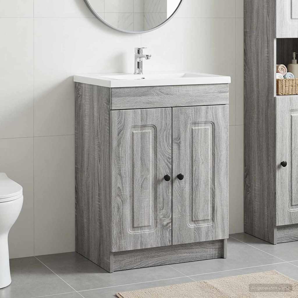 Unter dem Waschbecken Badschrank Grau Sonoma 56 x 37,5 x 81 cm