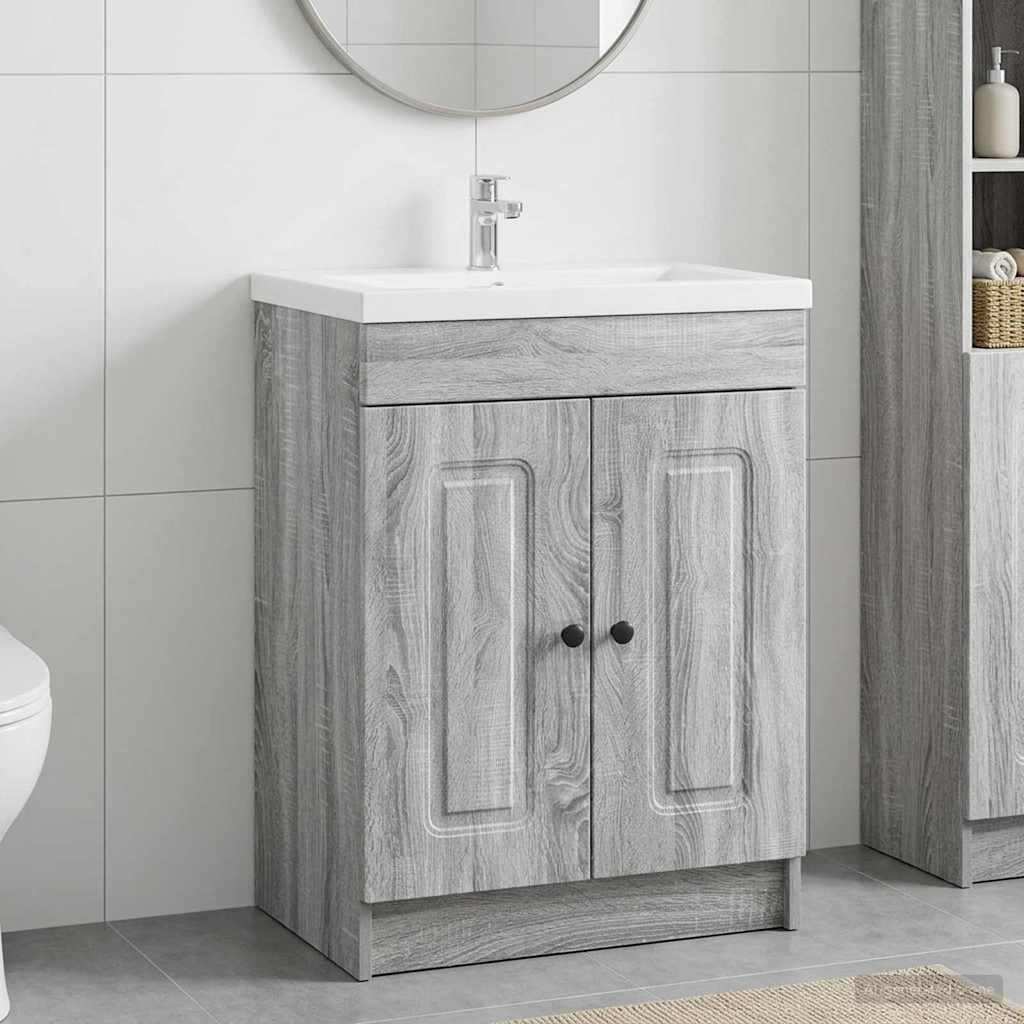 Unter dem Waschbecken Badschrank Grau Sonoma