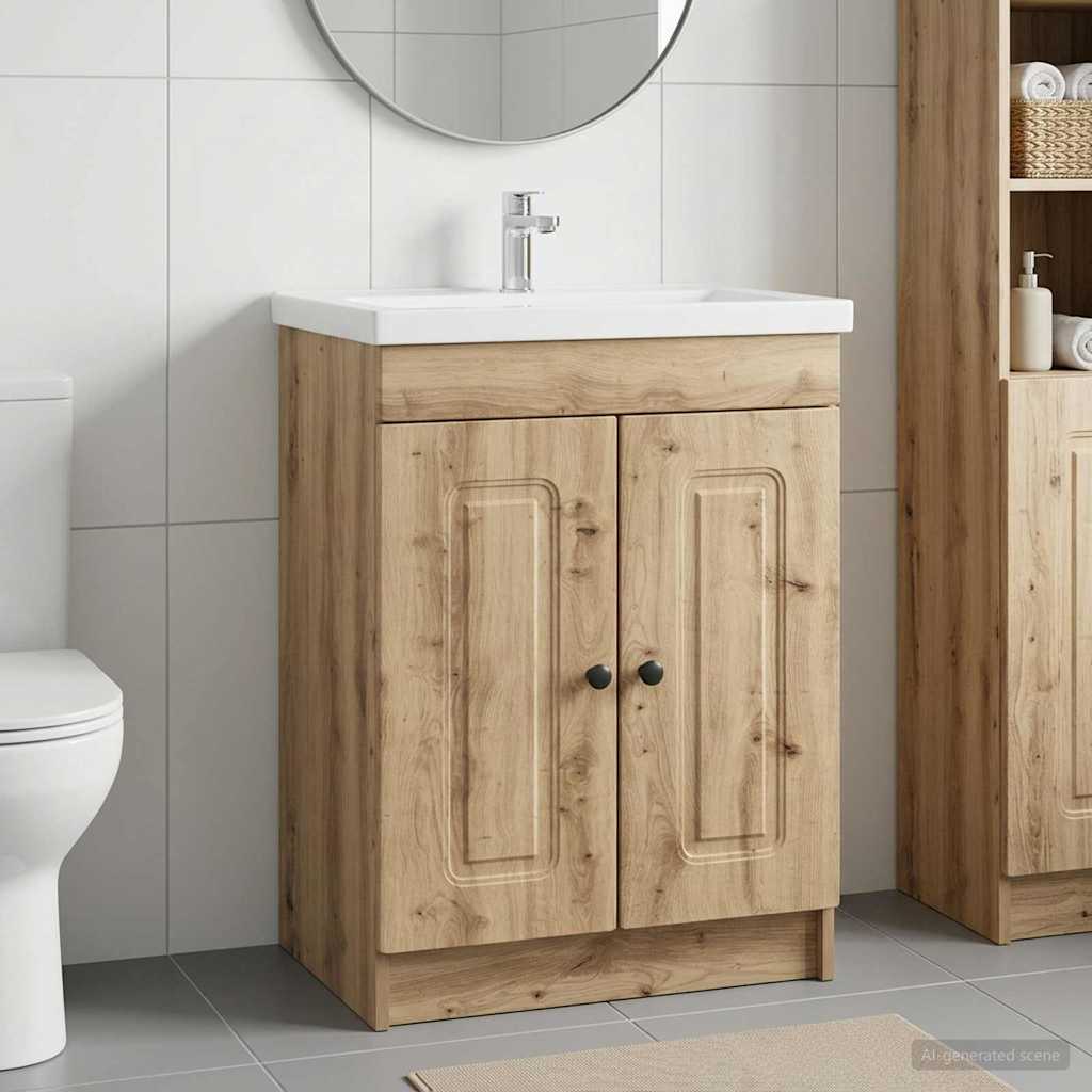 Unter dem Waschbecken Badschrank Artisan-Eiche
