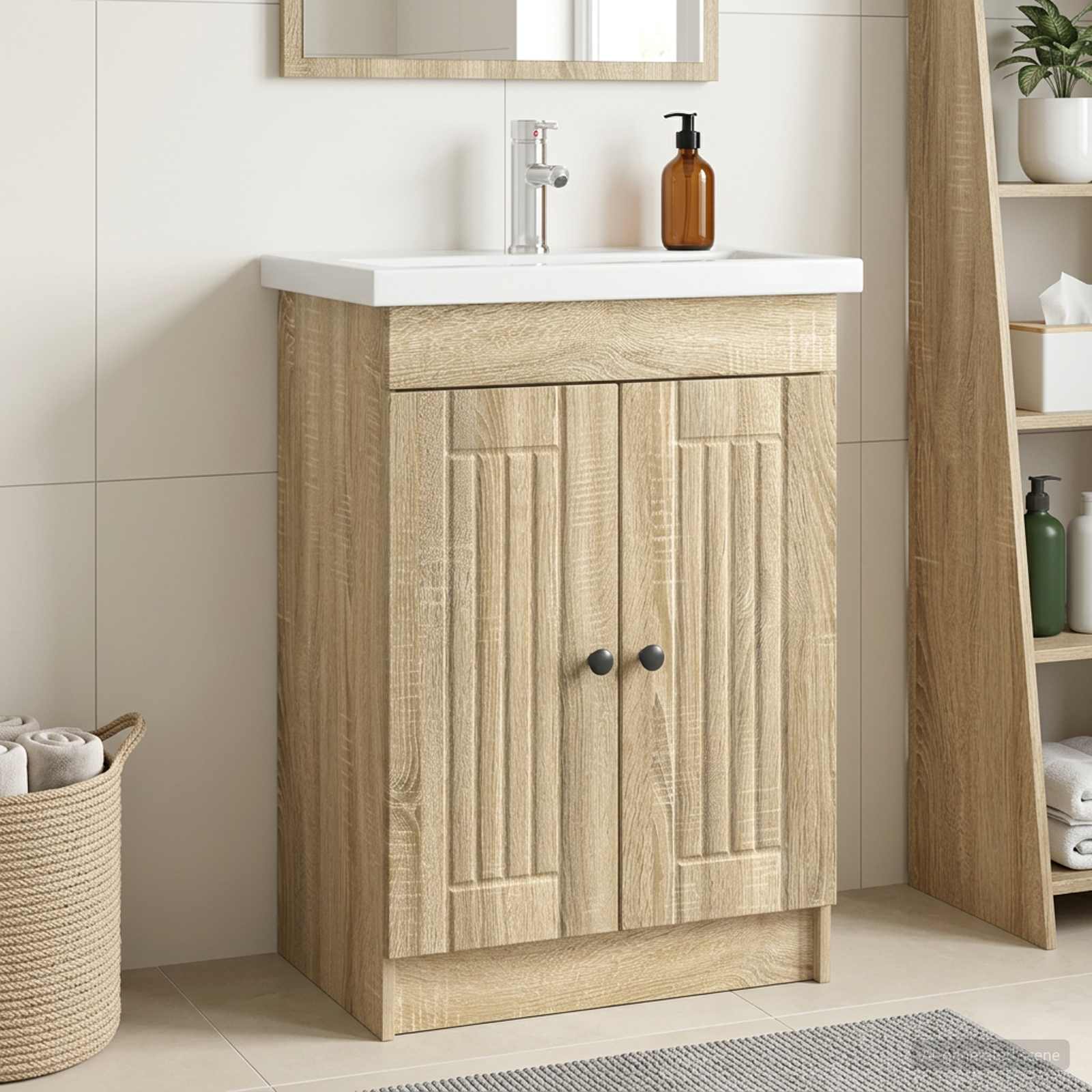 Unter dem Waschbecken Badschrank Sonoma-Eiche 56 x 37,5 x 81 cm