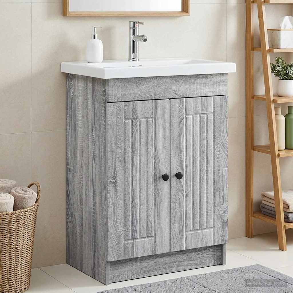 Unter dem Waschbecken Badschrank Sonoma-Grau