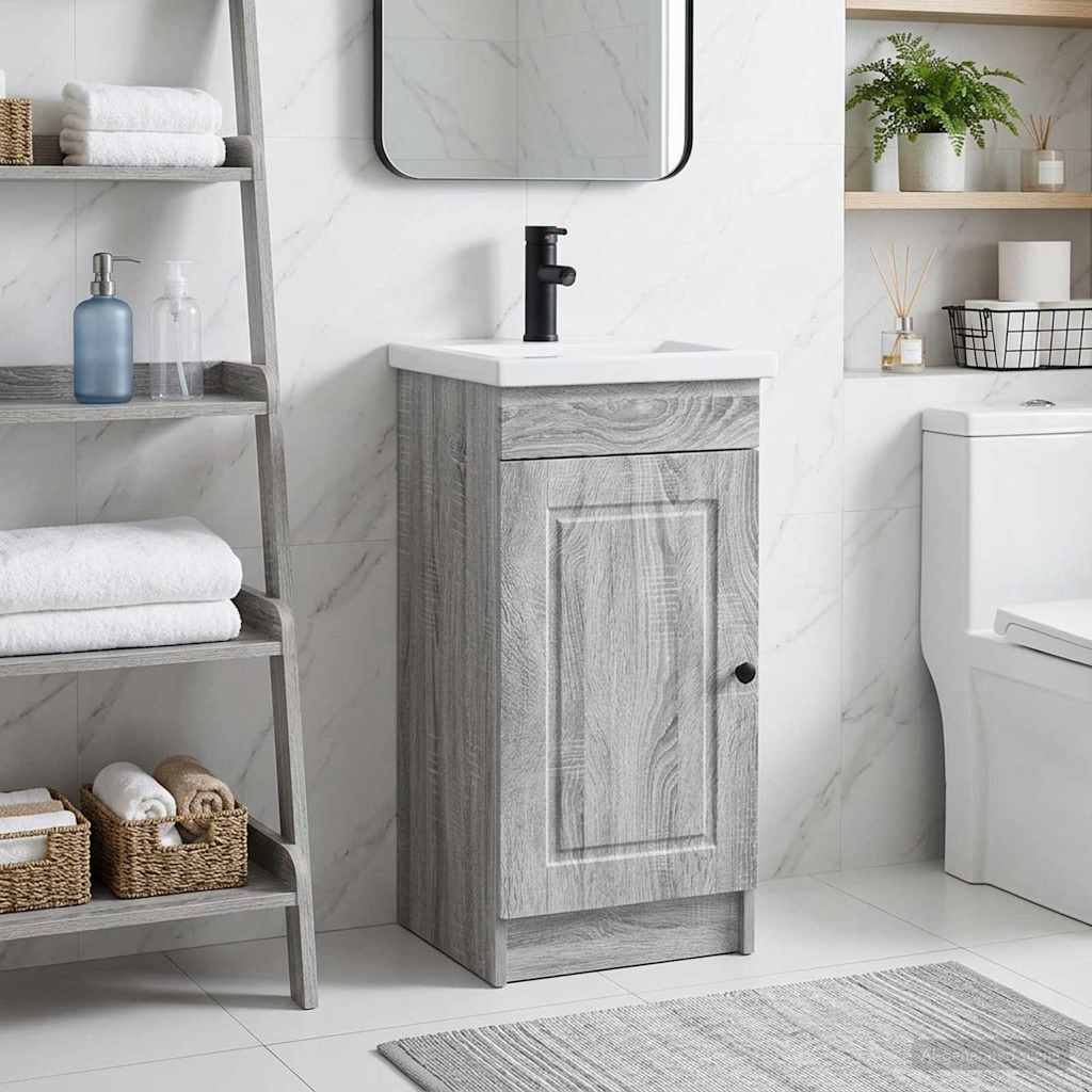 Badezimmerschrank mit Waschbecken Sonoma-Grau 42 x 40 x 84,5 cm