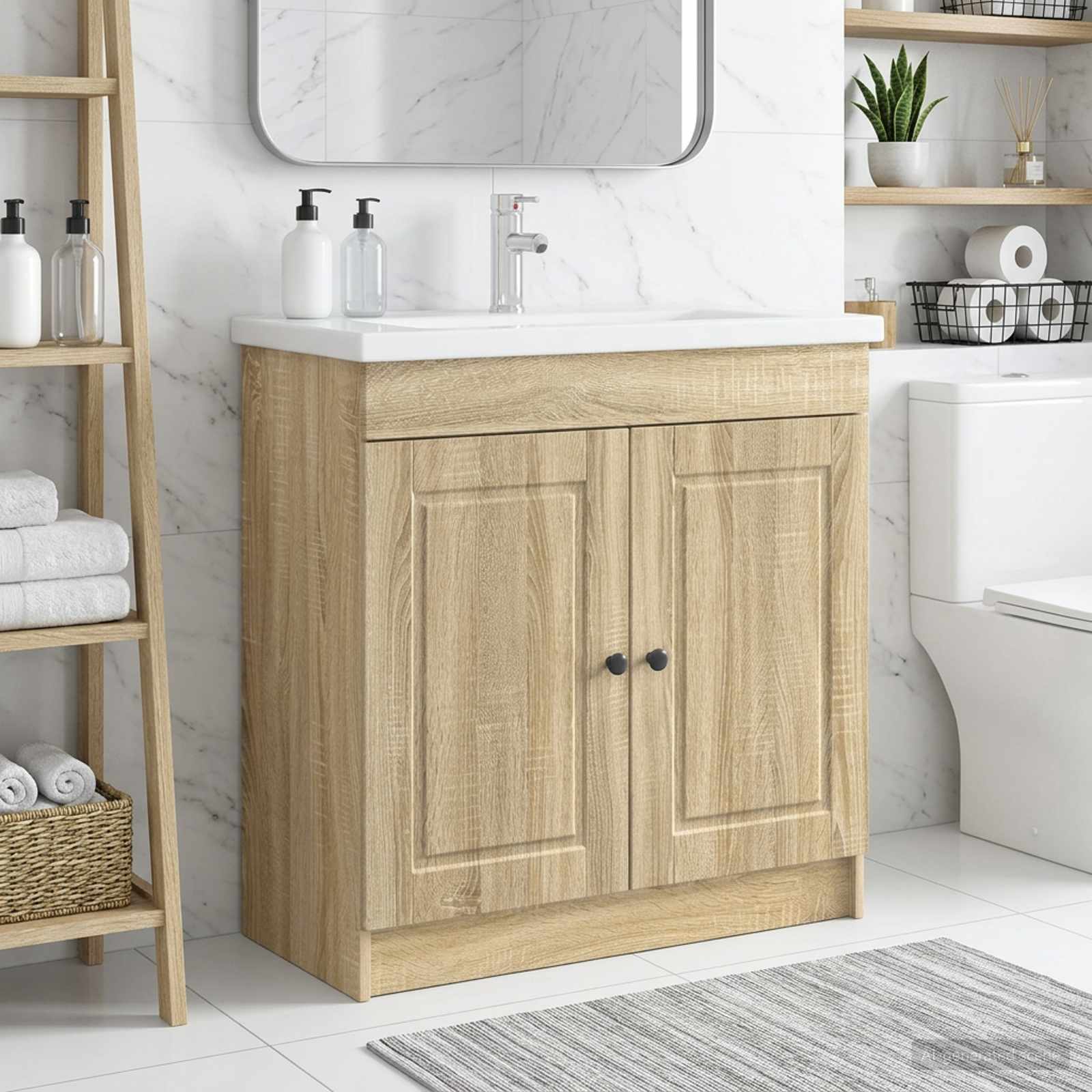 Unter dem Waschbecken Badschrank Sonoma-Eiche