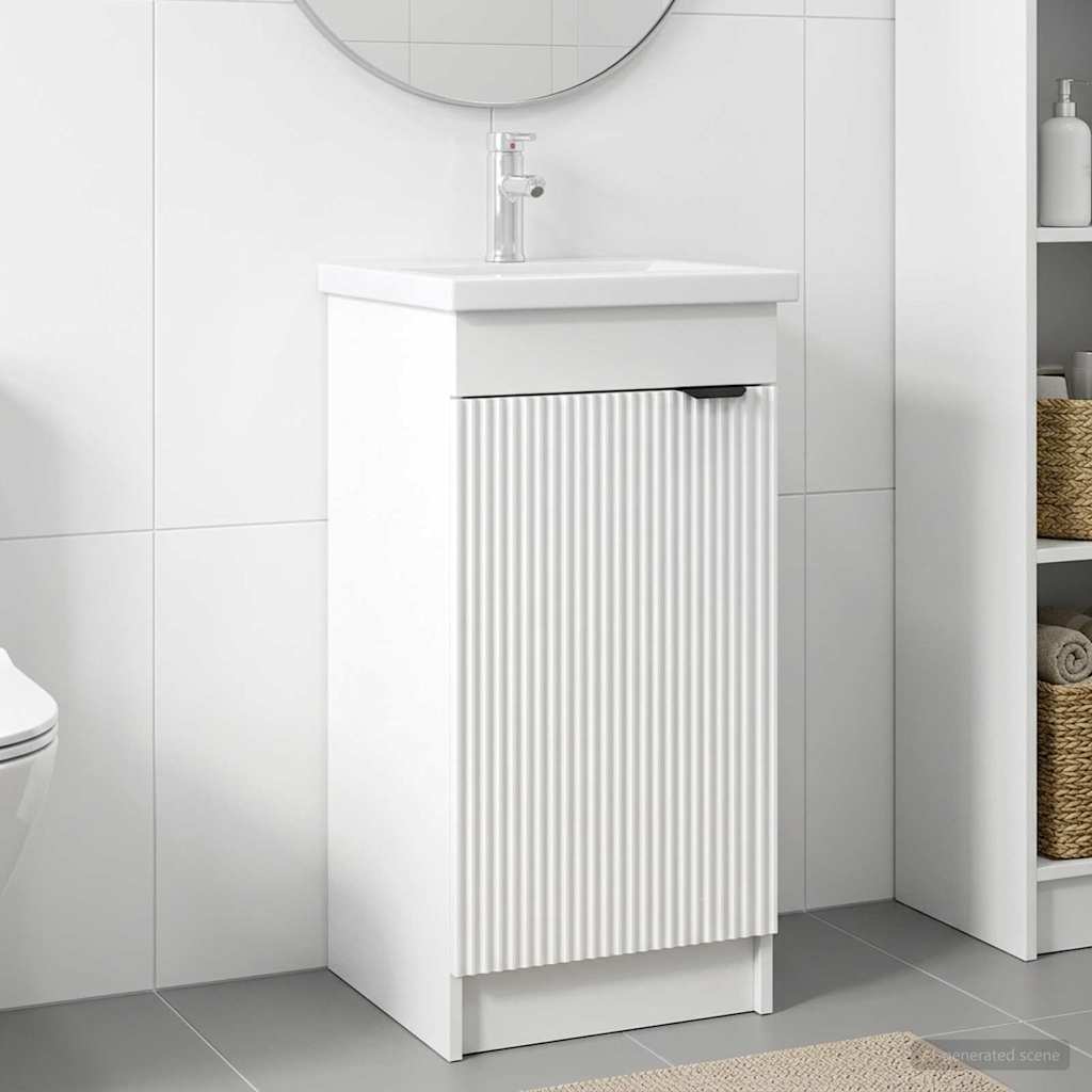 Badezimmerschrank mit Waschbecken Weiß 42 x 40 x 84,5 cm