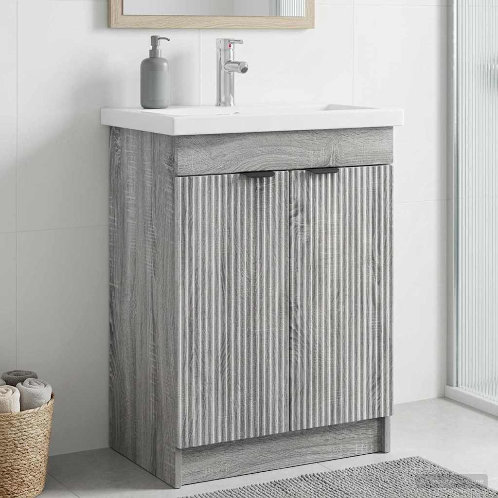 Unter dem Waschbecken Badschrank Sonoma-Grau 56 x 37,5 x 81 cm
