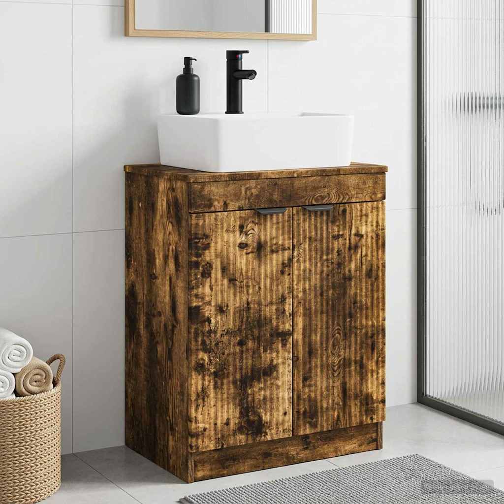 Badezimmerschrank mit Waschbecken Räuchereiche 54 x 35 x 83 cm