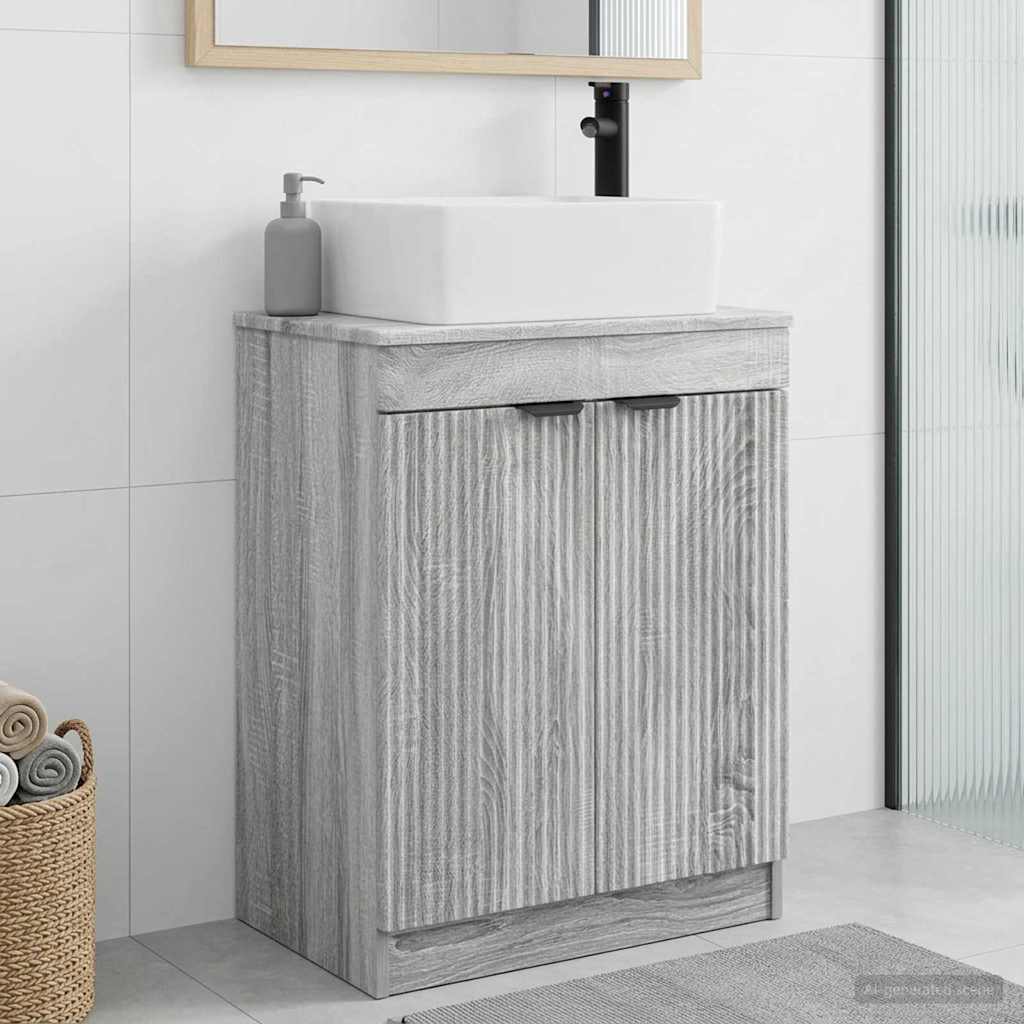 Badezimmerschrank mit Waschbecken Sonoma-Grau 54 x 35 x 83 cm