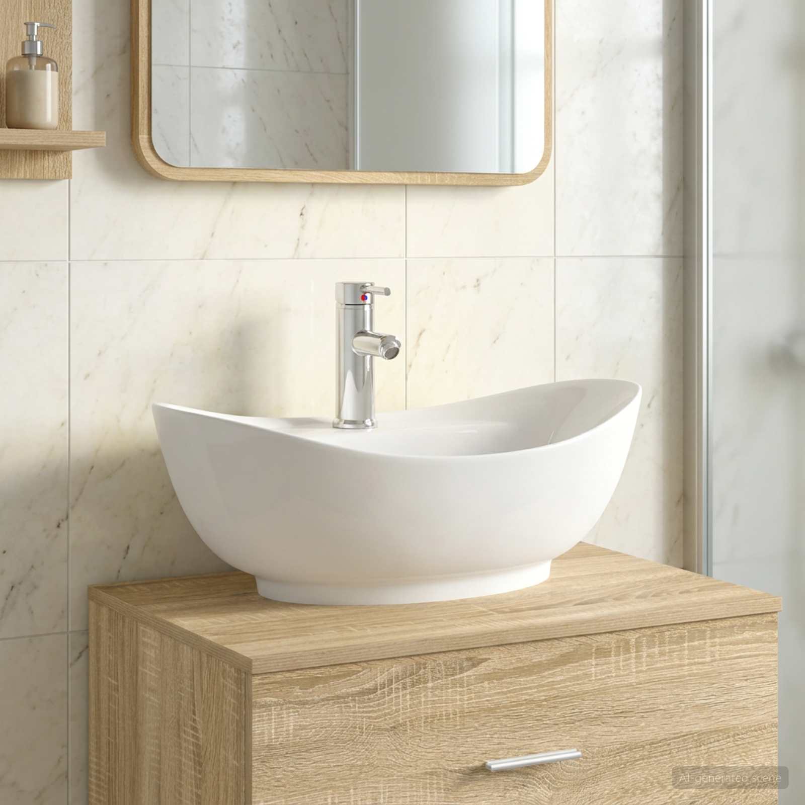 Waschbecken mit Wasserhahn und Abfluss Chrom 59 x 35 x 21 cm