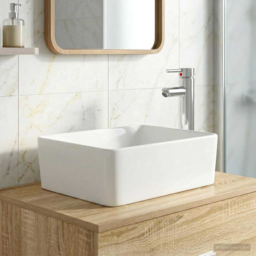 Waschbecken mit Wasserhahn und Abfluss Chrom