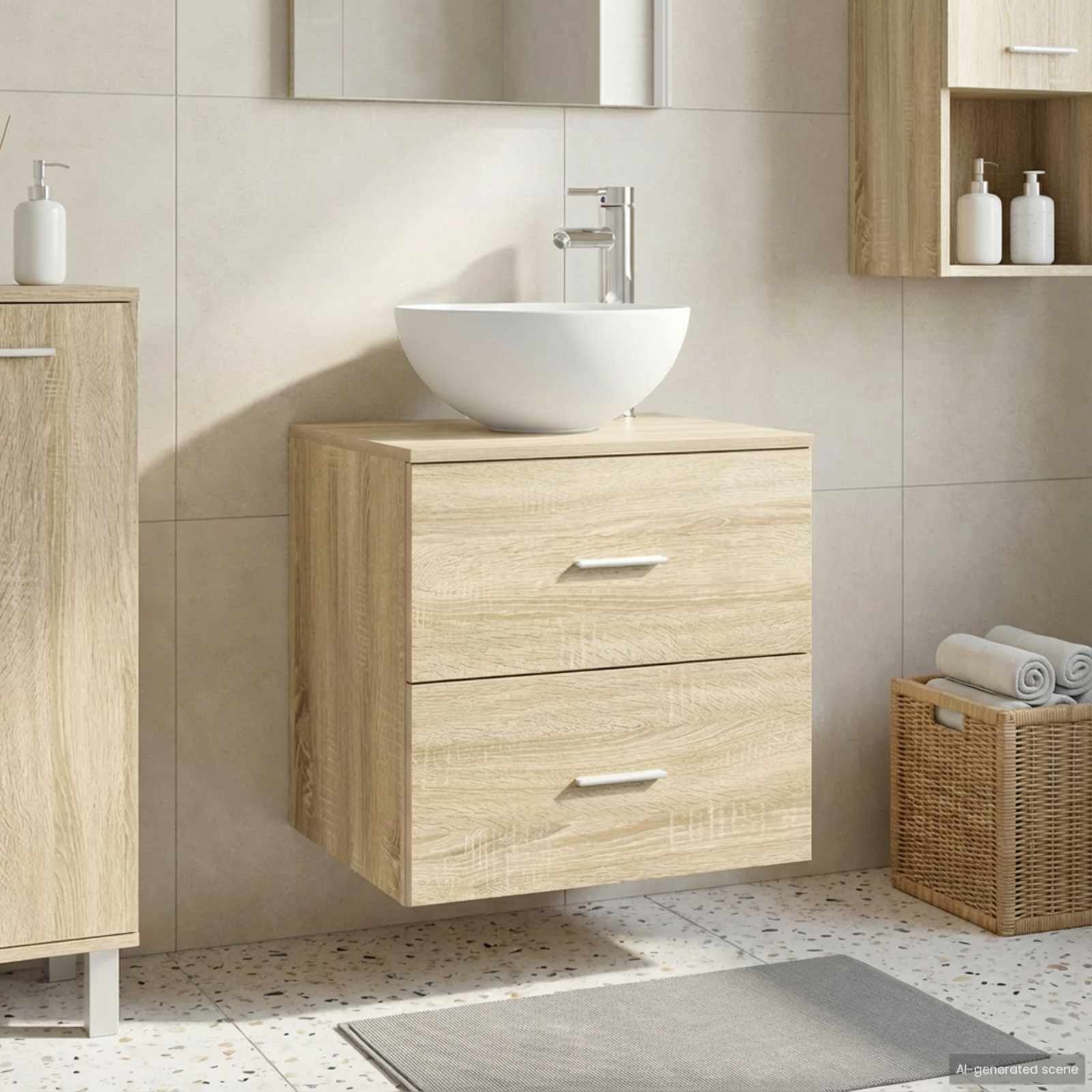 Wandmontierte Waschtisch Sonoma-Eiche 49,5 x 41 x 64,5 cm
