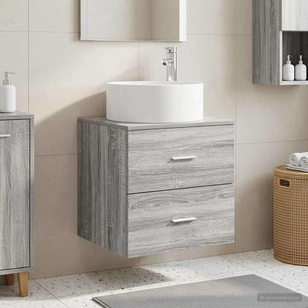 Wandmontierte Waschtisch Sonoma-Grau 49,5 x 44,5 x 65,5 cm