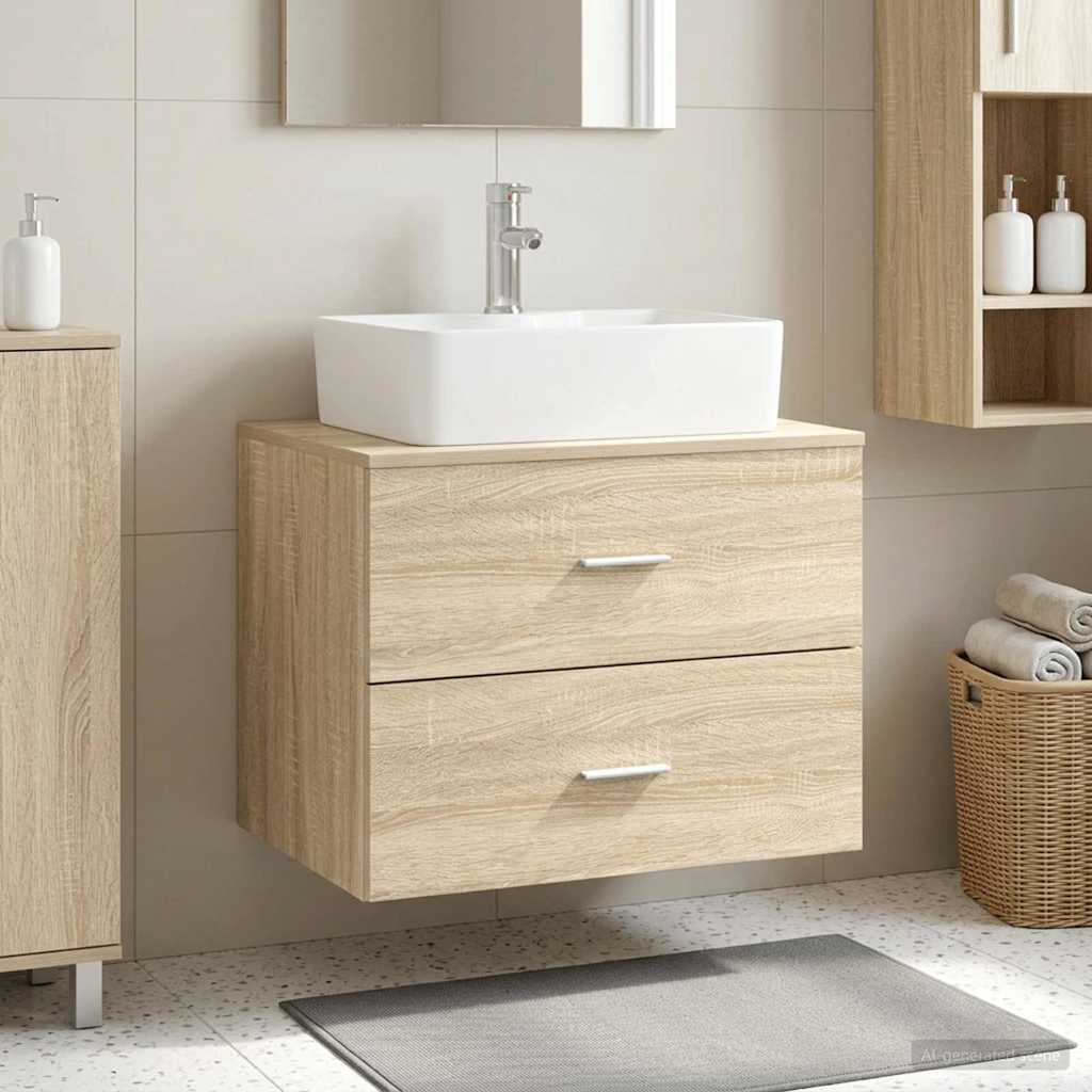 Wandaufbewahrung Badezimmer Sonoma-Eiche 62,5 x 44,5 x 50 cm