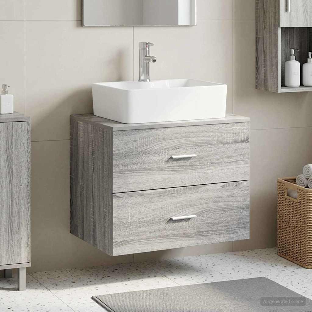 Wandaufbewahrung Badezimmer Sonoma-Grau 62,5 x 44,5 x 50 cm