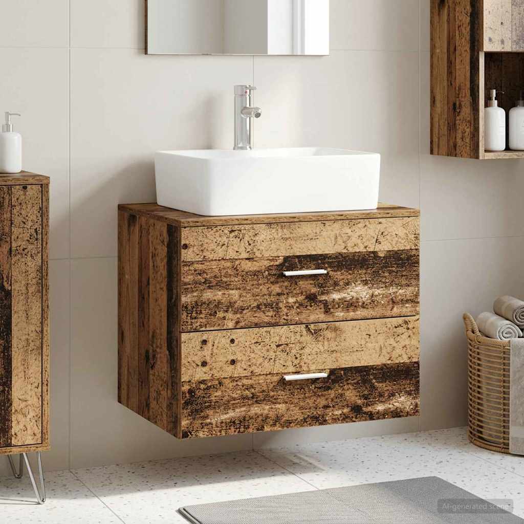 Wandaufbewahrung Badezimmer Altholz 62,5 x 44,5 x 50 cm