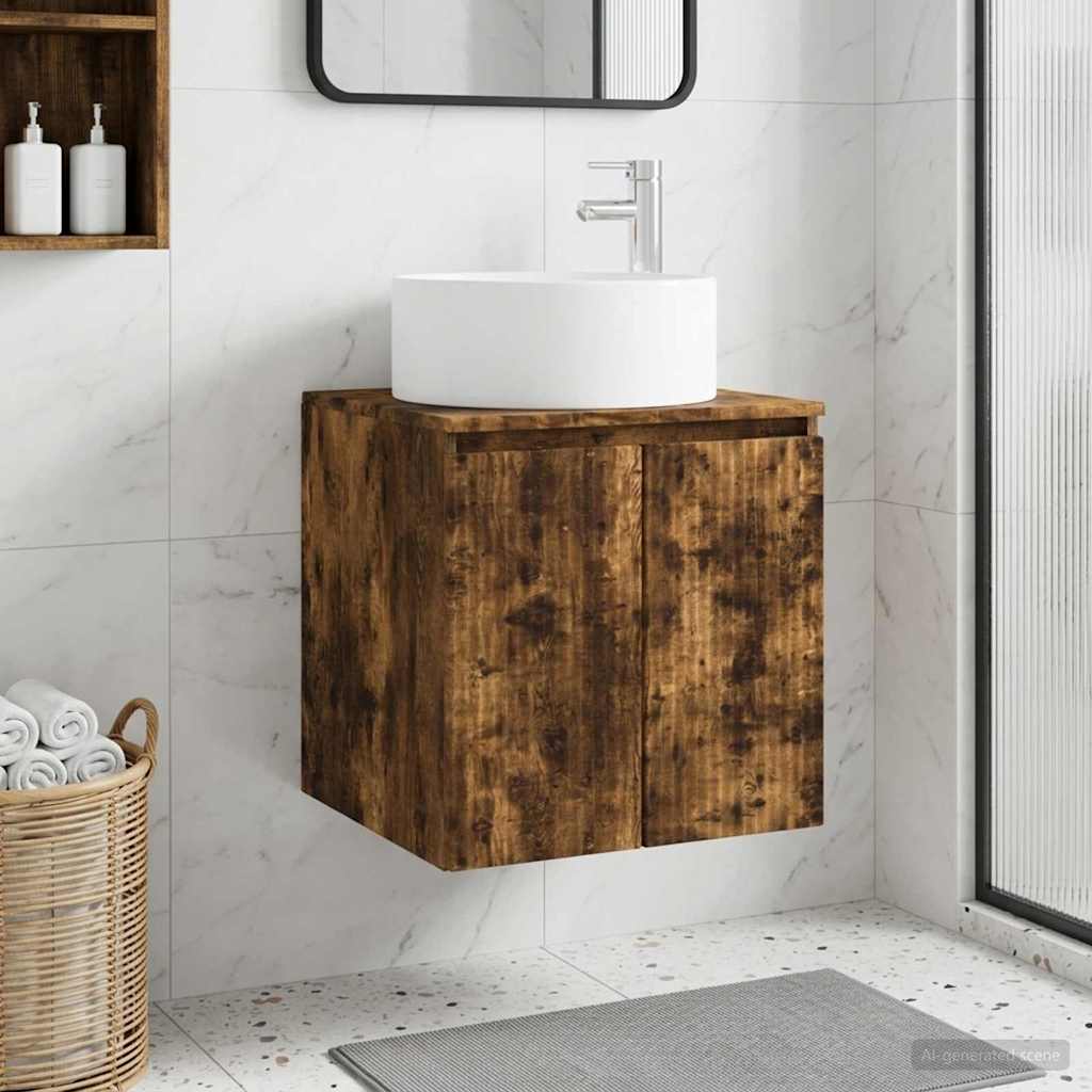 Wandmontierte Waschbecken-Vanität Räuchereiche