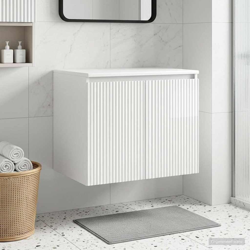Wandmontierter Badezimmerschrank Hochglanz Weiß
