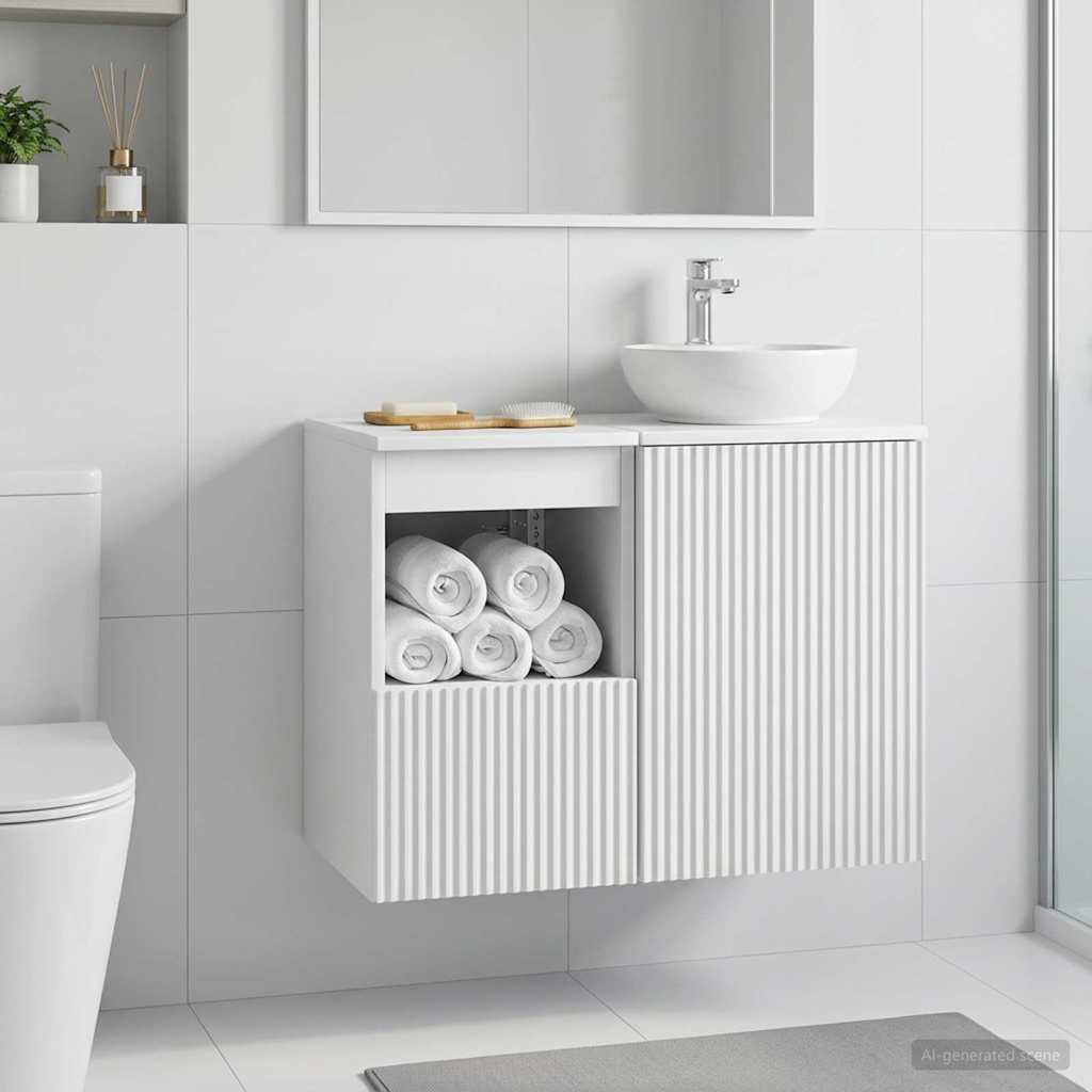 Badezimmerschrank Weiß 30 x 35 x 50 cm Holzwerkstoff