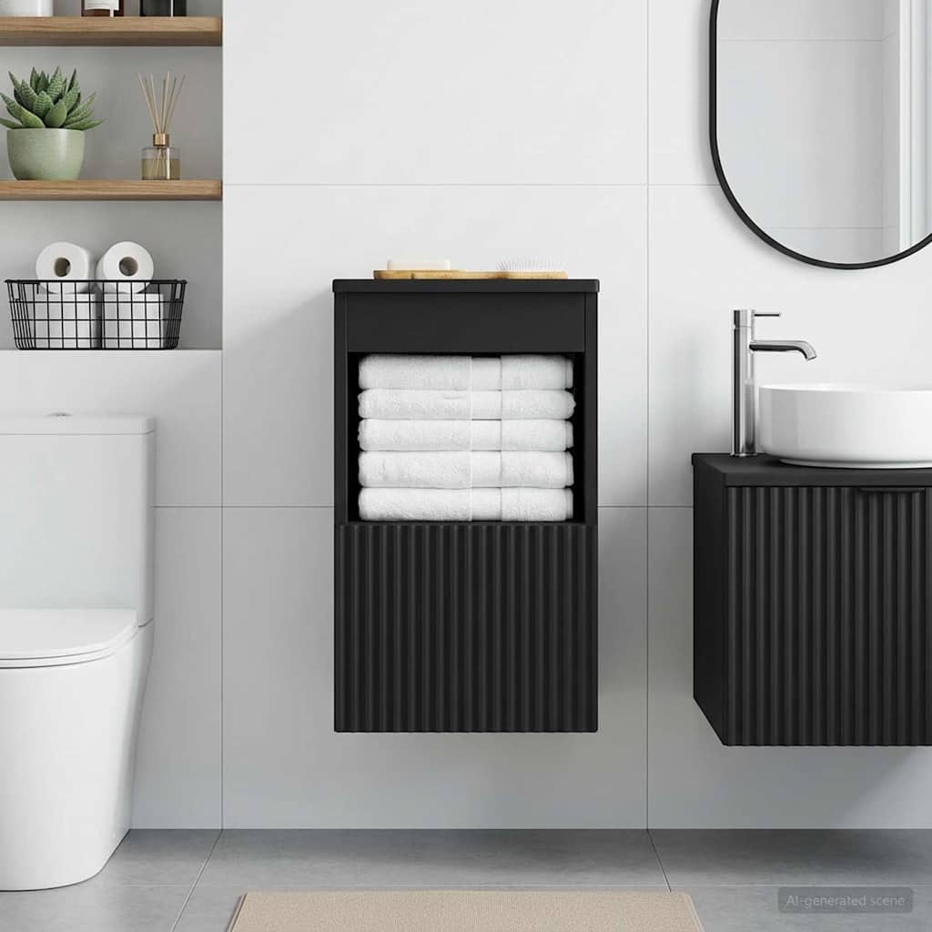 Badezimmerschrank Schwarz 30 x 35 x 50 cm Holzwerkstoff