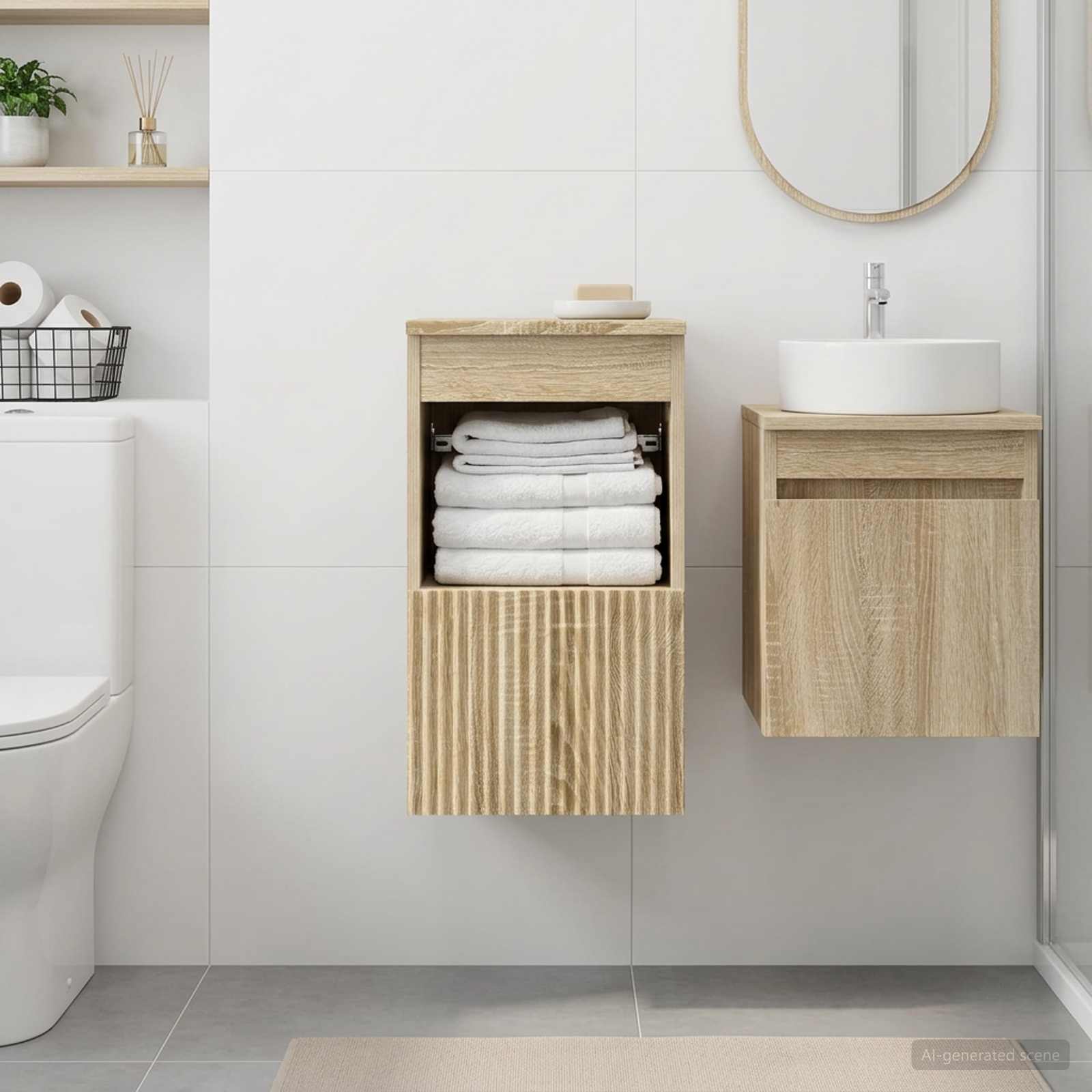 Badezimmerschrank Sonoma-Eiche 30 x 35 x 50 cm Holzwerkstoff