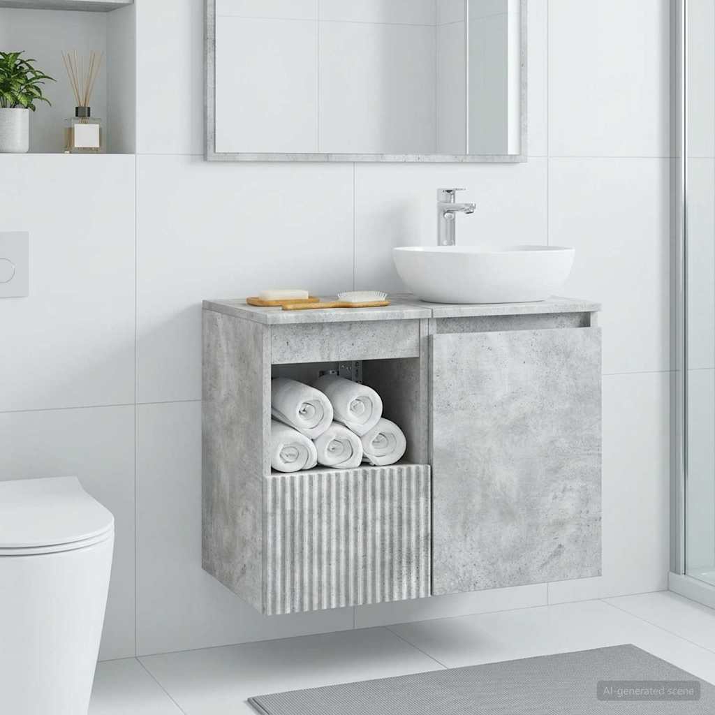 Badezimmerschrank Betongrau 30 x 35 x 50 cm Holzwerkstoff