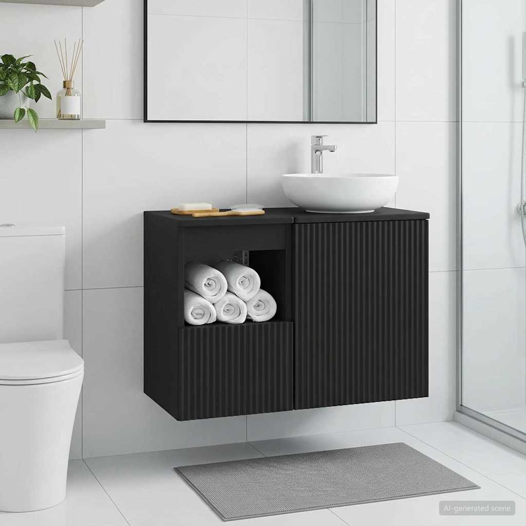 Badezimmerschrank Schwarz 30 x 41 x 50 cm Holzwerkstoff