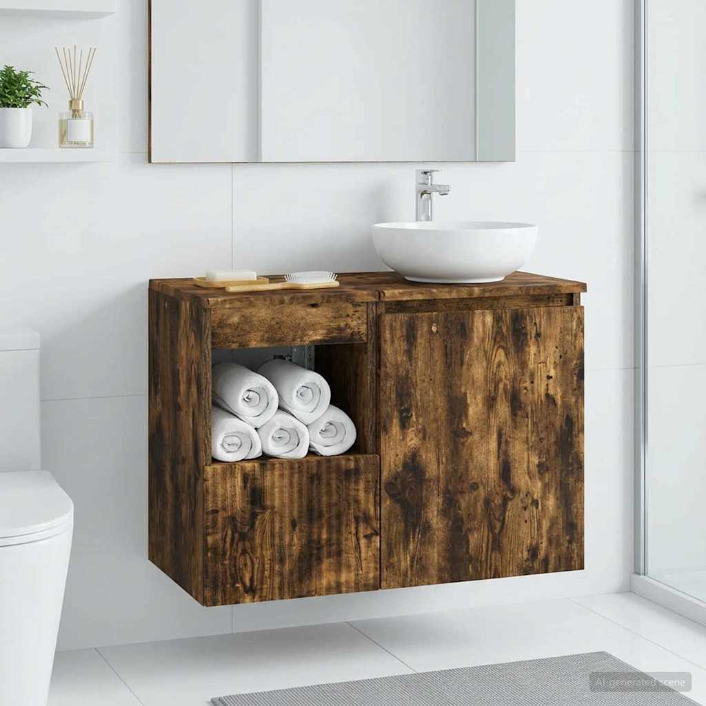 Badezimmerschrank Räuchereiche 30 x 41 x 50 cm Holzwerkstoff