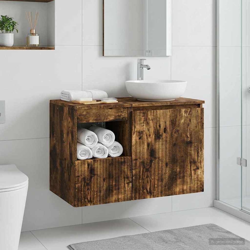 Badezimmerschrank Räuchereiche 30 x 44,5 x 50 cm Holzwerkstoff
