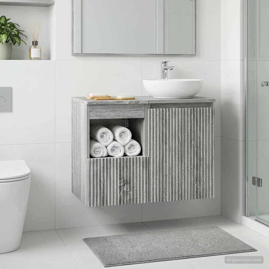 Badezimmerschrank Sonoma-Grau 30 x 44,5 x 50 cm Holzwerkstoff