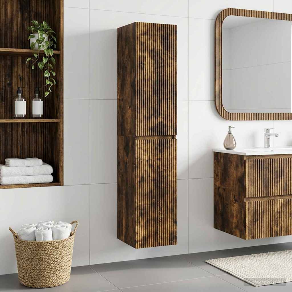 Wandmontierter Badezimmerschrank Geräucherte Eiche