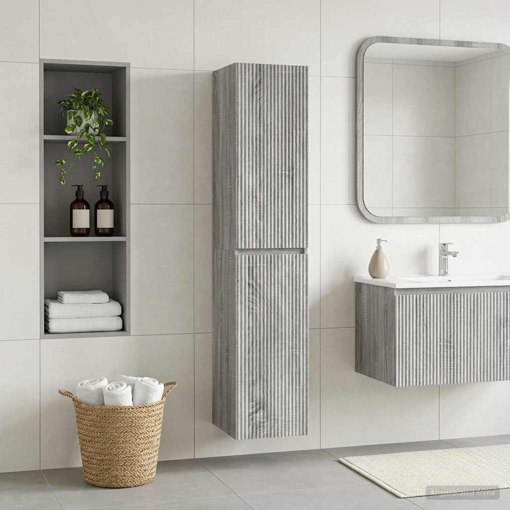 Wandmontierter Badezimmerschrank Grau Sonoma 33 x 34,5 x 160 cm